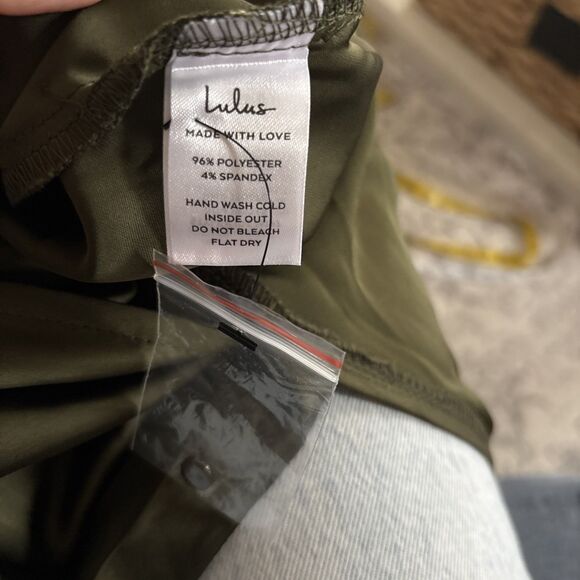 Lulus Classic Elegance Olive Satin Maxi Dress Size Small NWT Bridesmaid Cocktail - Picture 7 of 11